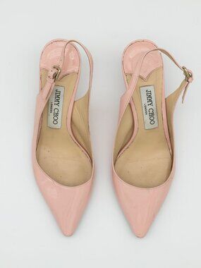 Jimmy Choo Erin 60 Rosewater Patent Slingback Pumps Size 36